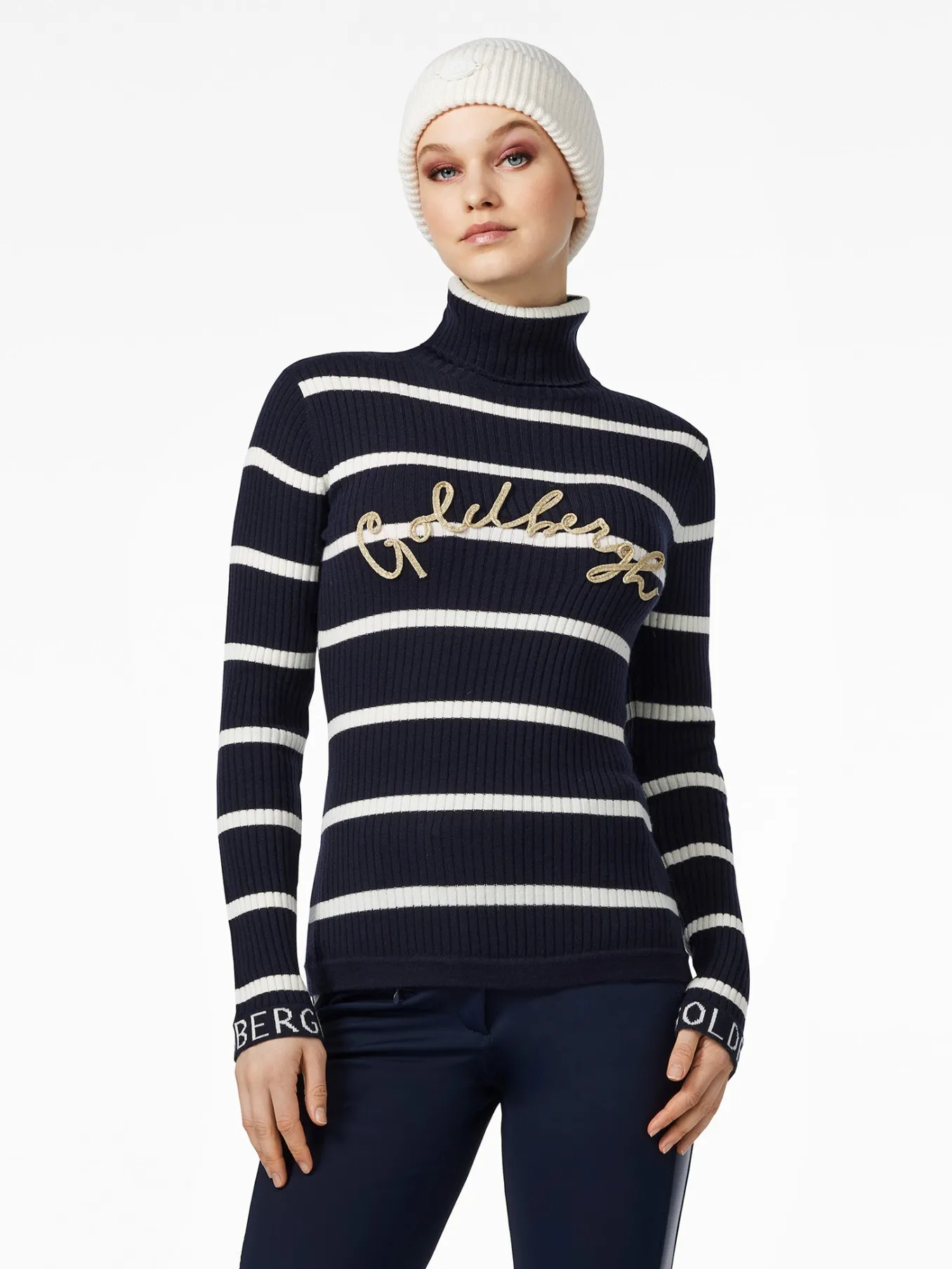 Goldbergh MIMI Long Sleeve Knit Sweater breton stripe blue/cream